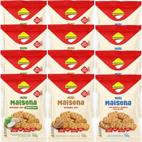 Mini Maisena Diet Lowçucar 100g Sabores Variados Kit Com 12
