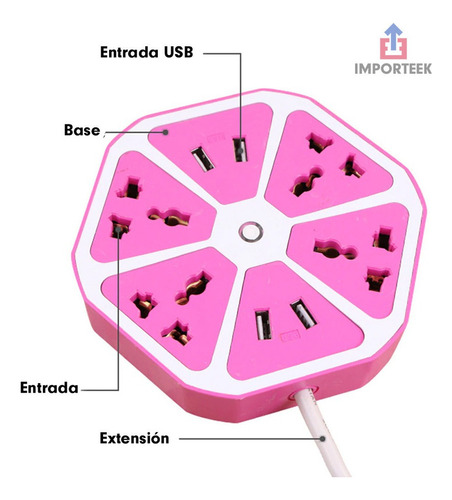 . Multicontacto Supresor Picos Barra Escritorio Cargador Usb