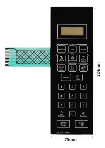 Imagem 2 de 3 de Membrana Teclado Microondas Philco Pmo21-p Pmo21-t Pmo 21