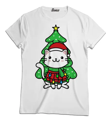 comprar Playera Navidad Gato Navideño Pino De Navidad Nav024