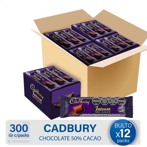 Caja Chocolate Cadbury Intense Cacao Sin Tacc Pack