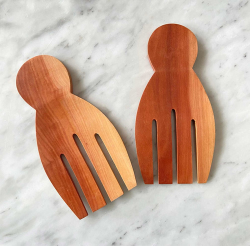 Set Tenedores Cubiertos Para Ensalada Madera 