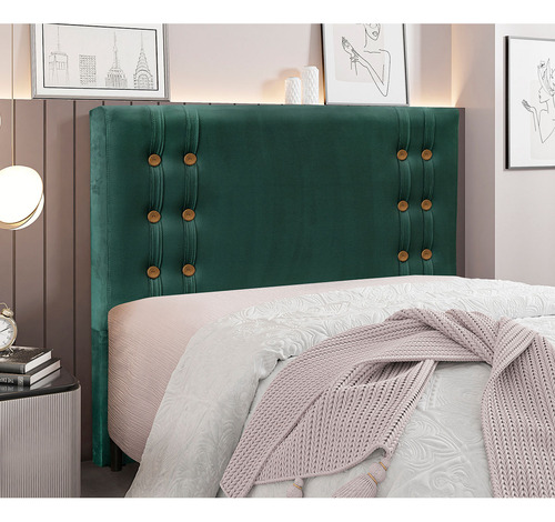 Cab Santorini Spz 160cm Queen Veludo - Doce Sonho Móveis Cor Verde-2235
