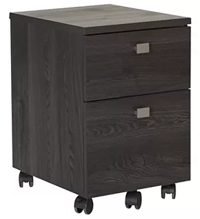 2 Drawer Mobile File Cabinet On Casters Gray Oak