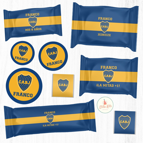 Kit Imprimible Boca Juniors Personalizado + Banner Circular