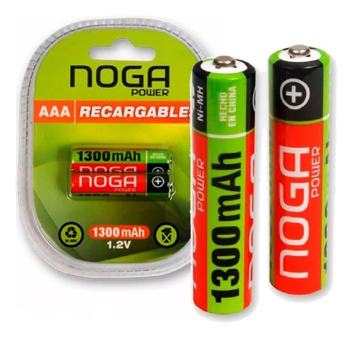 Pilas Recargables Aaa Noga 1300mah Blister X 2 Unidades