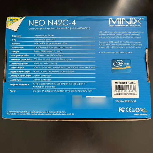 Mini Pc Minix Neo N42c-4 Intel Pentium N4200 (Usado)