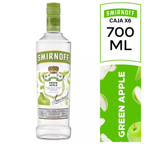 Vodka Smirnoff Saborizado Sabor Green Apple Manzana X 6 U