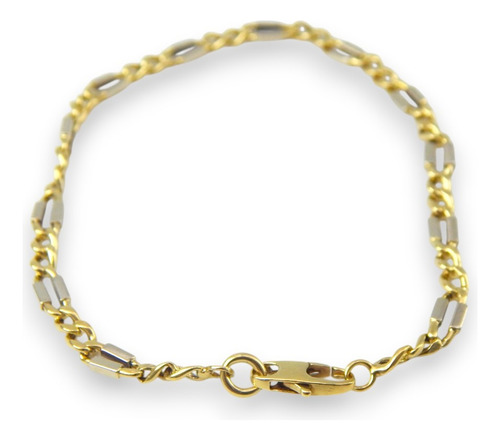 Pulsera Oro Amarillo Y Blanco 18k - 21cm. Dorado 21 Cm (Usado)