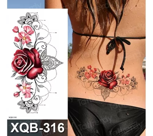 Tatuagem Temporária Feminina Grande Rosa Tribal - Loja Tatuagem Mania