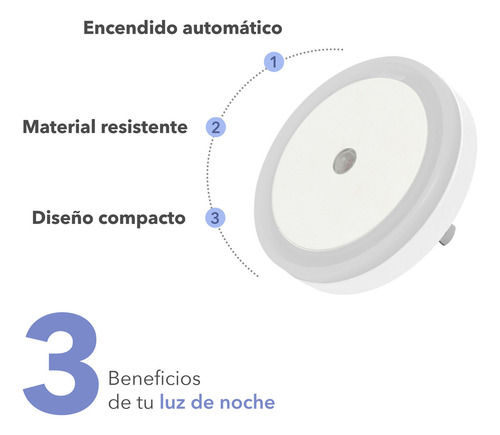 Rca Paquete De 3 Luces De Noche Con Sensor De Luz Rc-lns2 Estructura Blanco