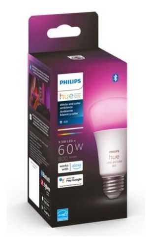 Foco Inteligente Philips Hue con luz multicolor A19 E26 9.5W