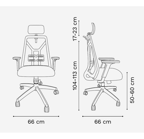 Sillon Ergonómico Tokio Con Cabezal Brazos Regulable Color Negro Tela Negra