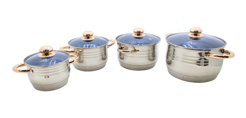 Batería de cocina Vencort Batería Acero Profesional Batería Acero Inoxidable con 12 piezas de acero inoxidable gris