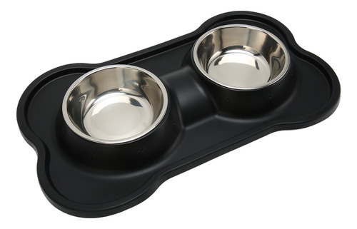 Cuenco Doble Para Perros, Diseño De Borde Elevado De Acero I