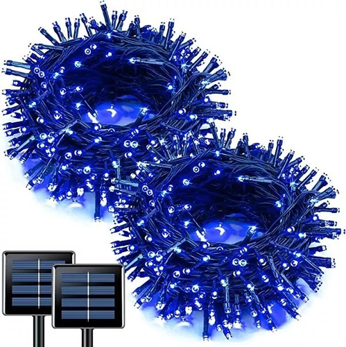  Guirnalda Pack X2 Solar Navideña Azules  10 Metros 100 Led