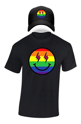 Camiseta Y Gorra J Balvin Arcoiris Hombre 100%algodon