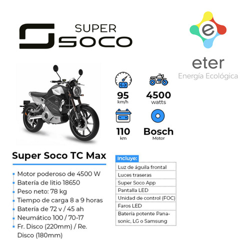 Moto Eléctrica Super Soco Tc Max Vmoto Oficial