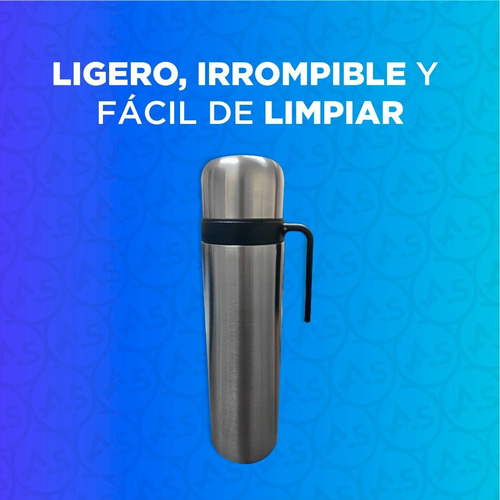 Imagen 4 de 9 de Termo Uruguayo 1 Litro Media Manija Acero Inoxidable Matero