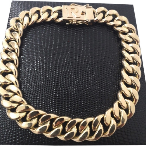 Pulseira Grumet 25 Gramas 12mm Ouro 18k Fecho Letra