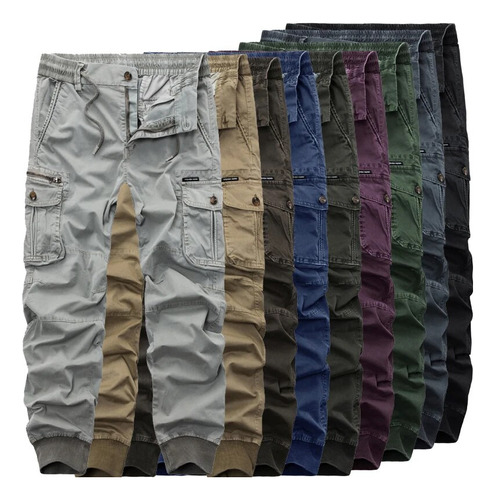 Pantalones Cargo Para Hombre, Modernos, Multibolsillos, De A