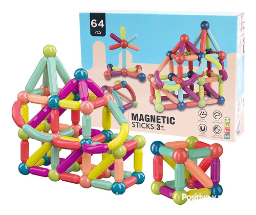 Barillas Magneticas De Construcción 64 Piezas Dia Del Niño