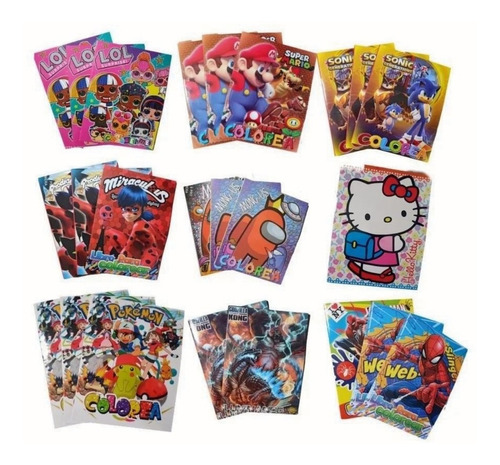 40 Cuaderno Colorear Fiesta Premio Piñata Kermes