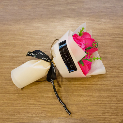 Simulação De Buquê Pink 3 Soap Roses Flower Chinese