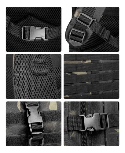 Mochila Tática Impermeável 50 Litros Cor Preto Black Patch Desenho Do Tecido Escura V Camuflada