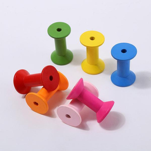 6 X 100 Uds Bobinas De Costura De Madera VacĂas Carrete De