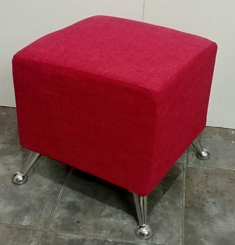 Imagen 4 de 6 de Puff Banqui Cubo Lino Lavable Patas Metalica Varios Colores