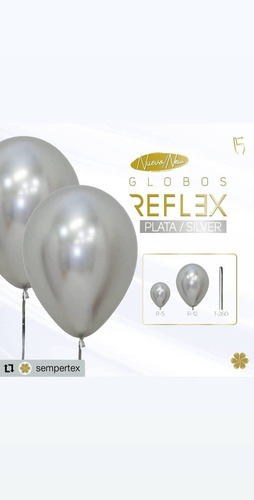 Globos Reflex R12 Plateado X 50 Globos Marca Sempertex