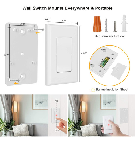 Suraielec Interruptor De Pared Inalámbrico, Toma De Control