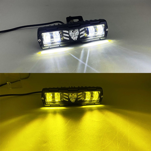 Par Farol Barra Rgb Skull 75w 12v 24v Power Amarelo/branco