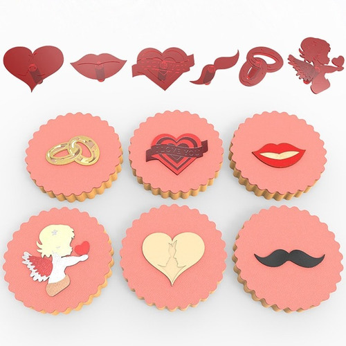 Set  X 6 Marcadores De Fondant Amor Novios Compromiso 