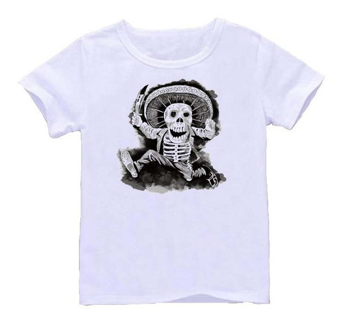 Remera Blanca Calavera Mexicana Art#23