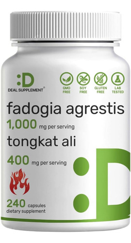 Fadogia Agrestis 1000mg + Tongkat Ali 400mg Hecho En Usa Sabor S/n