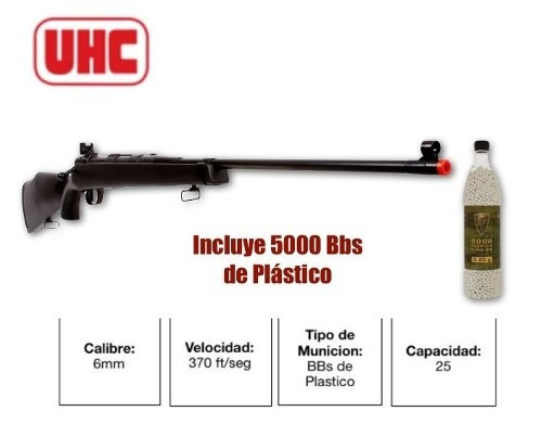 Uhc Super 9 Rifle Sniper 6mm 5000 Bbs De Plastico Airsoft Xt