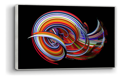 Cuadro Canvas Marco Flotado Render 3d Fondo Negro 90x140cm