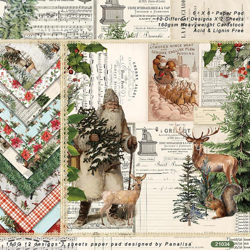 24 Hojas De Papel De Scrapbook De Navidad Vintage De 6 ...