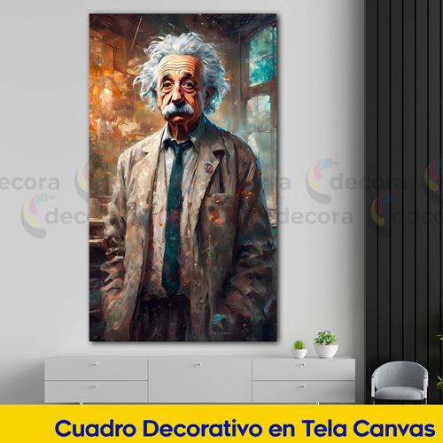 Cuadro Albert Einstein Abstracto Moderno Canvas 130x70 Gen1