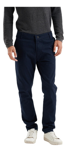 Pantalon Jeans Semi Chupin Azul Liso Calidad Premium