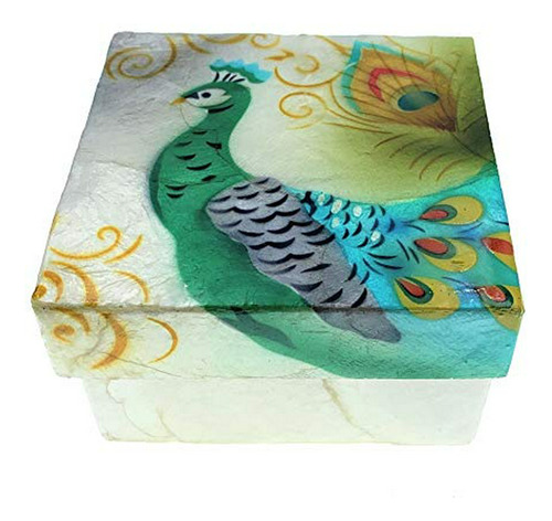 Joyero - Kubla Craft Peacock Capiz Shell Keepsake Box, 3 Inc