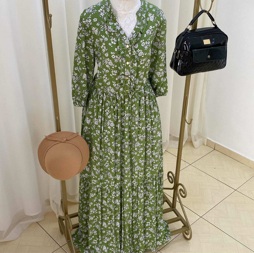 Imagem 3 de 8 de Vestido Longo Rodado Verde Florida