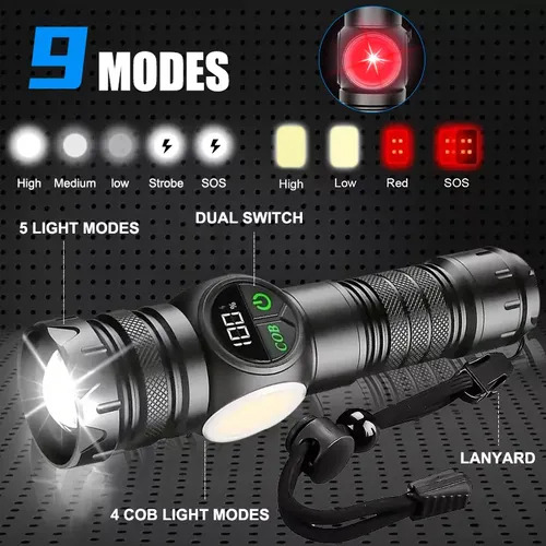 Lámpara Táctica 120000 Lúmenes Led Linterna Táctica Camping