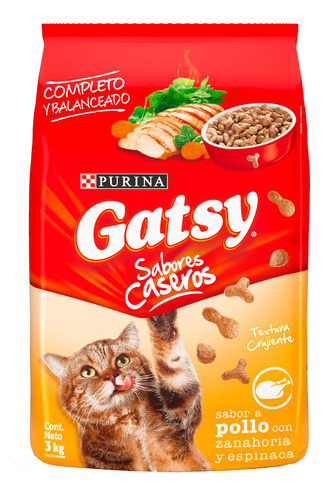 Comida Para Gatos Purina Gatsy Pollo Zanahoria Espinaca 3kg