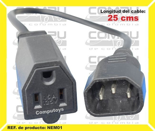 Cable Conversor De C14 A Nema 515r  Ref: Nem01 Computoys Sas
