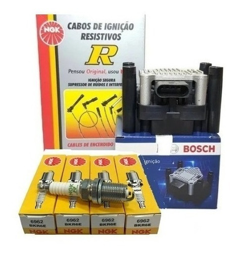 Kit Cables Y Bujias Ngk + Bobina Bosch Vw Saveiro 1.6 8v