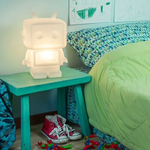 Lámpara de mesa blanca para habitación de robot robot, lámpara de mesa para dormitorio
