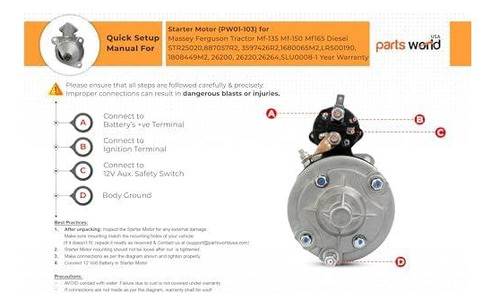 V Motor De Arranque Compatible Con Massey Ferguson Tractor
